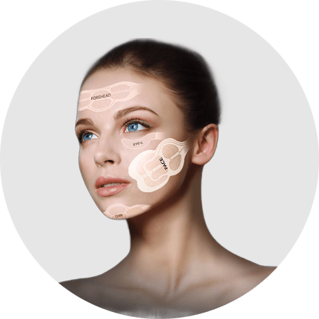 MTIGHT System mit fünf Face-Patches für EMS- und Radiofrequenzbehandlungen im Gesicht